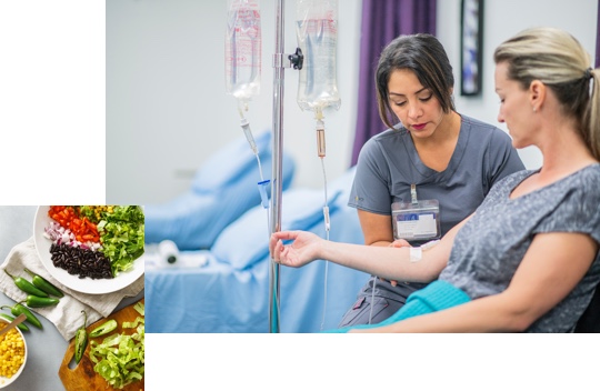 nurse draws womans blood in hospital