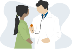 doctor checking patient with stethoscope